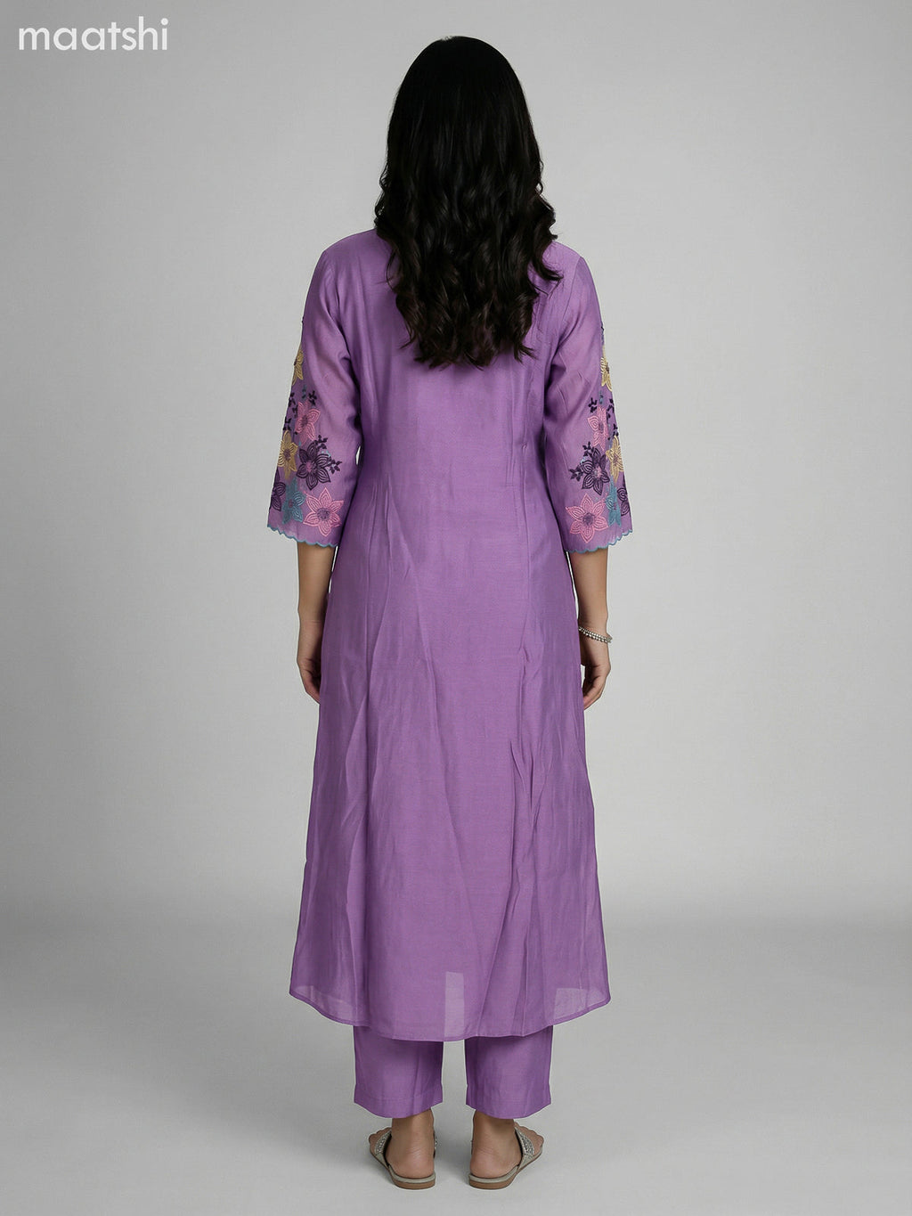 Purple Shade Chanderi Embroidery Work Anarkali Suit