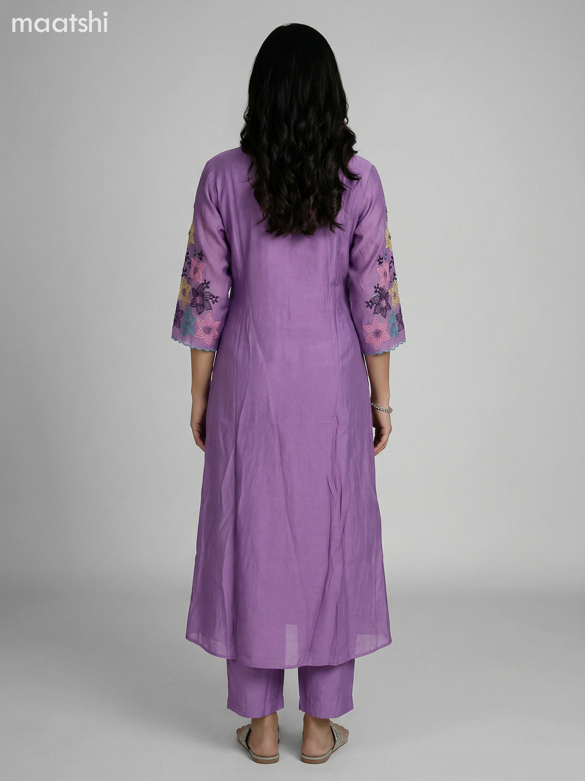 Purple Shade Chanderi Embroidery Work Anarkali Suit