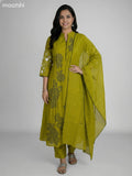 Pastel Green Chanderi Embroidery Work Anarkali Suit