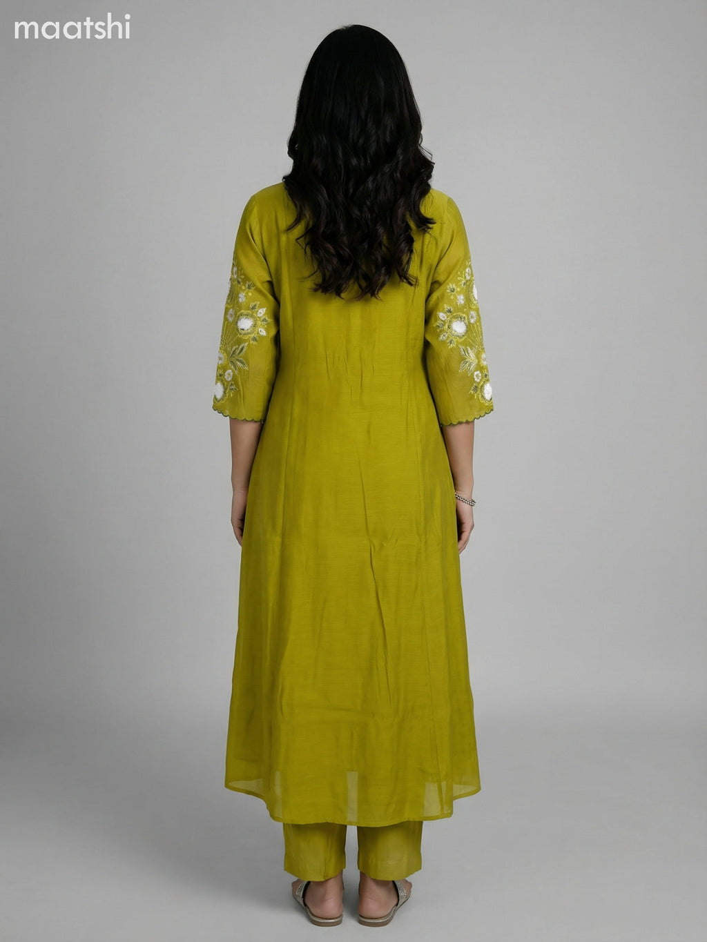 Pastel Green Chanderi Embroidery Work Anarkali Suit