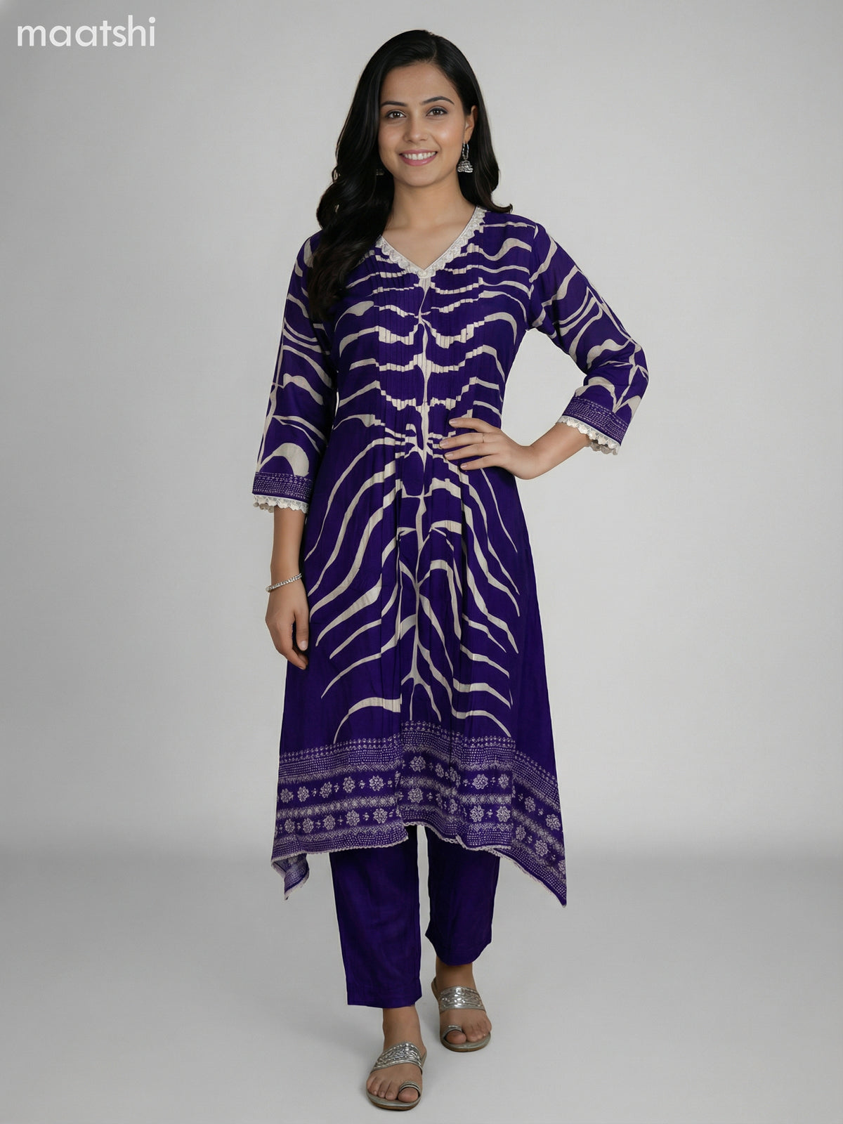 Yellow and Cream Muslin Printed Fish Cut Suit