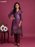 Multi Colour and Maroon Art Tussar Printed & Embroidery Work Fish Cut Kurti Set