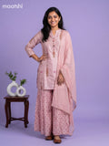 Pastel Pink Art Tussar Printed Straight Suit