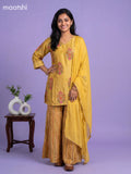 Mustard Yellow Art Tussar Printed Straight Suit