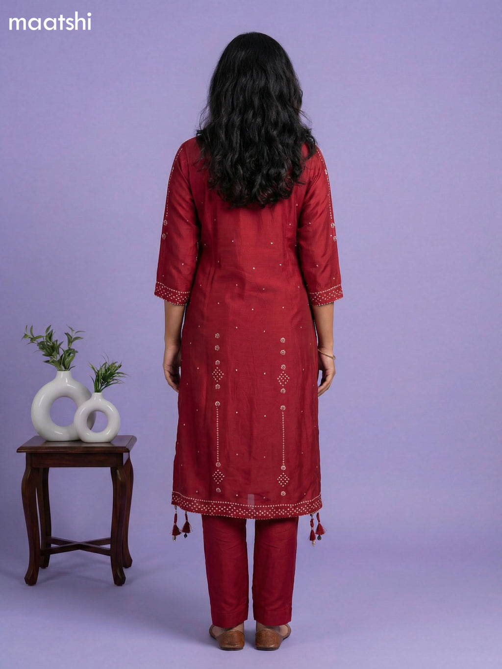 Navy Blue Art Tussar Bandhini Printed Fish Cut Kurti Set
