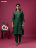 Green Art Tussar Bandhini Printed Fish Cut Kurti Set