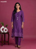 Violet Art Tussar Bandhini Printed Fish Cut Kurti Set