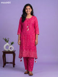 Pink Art Tussar Bandhini Printed Fish Cut Kurti Set