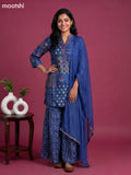 Blue Art Tussar Printed Straight Suit