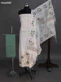 Cream and Pastel Green Chanderi Dress Material With Embroidery Work Pattern and Bottom & Dupatta