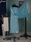 Light Blue and Off White Mul Chanderi Dress Material With Allover Floral Embroidery Work