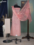 Peach Pink and Off White Mul Chanderi Dress Material With Allover Floral Embroidery Work