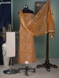 Mustard Yellow and Off White Mul Chanderi Dress Material With Allover Floral Embroidery Work