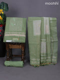Pastel Green Munga Cotton Dress Material With Thread & Zari Buttas