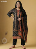 Black Art Tussar With Banarasi Style Straight Suit