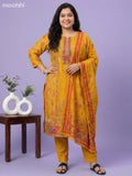 Mustard Yellow Art Tussar With Banarasi Style Straight Suit
