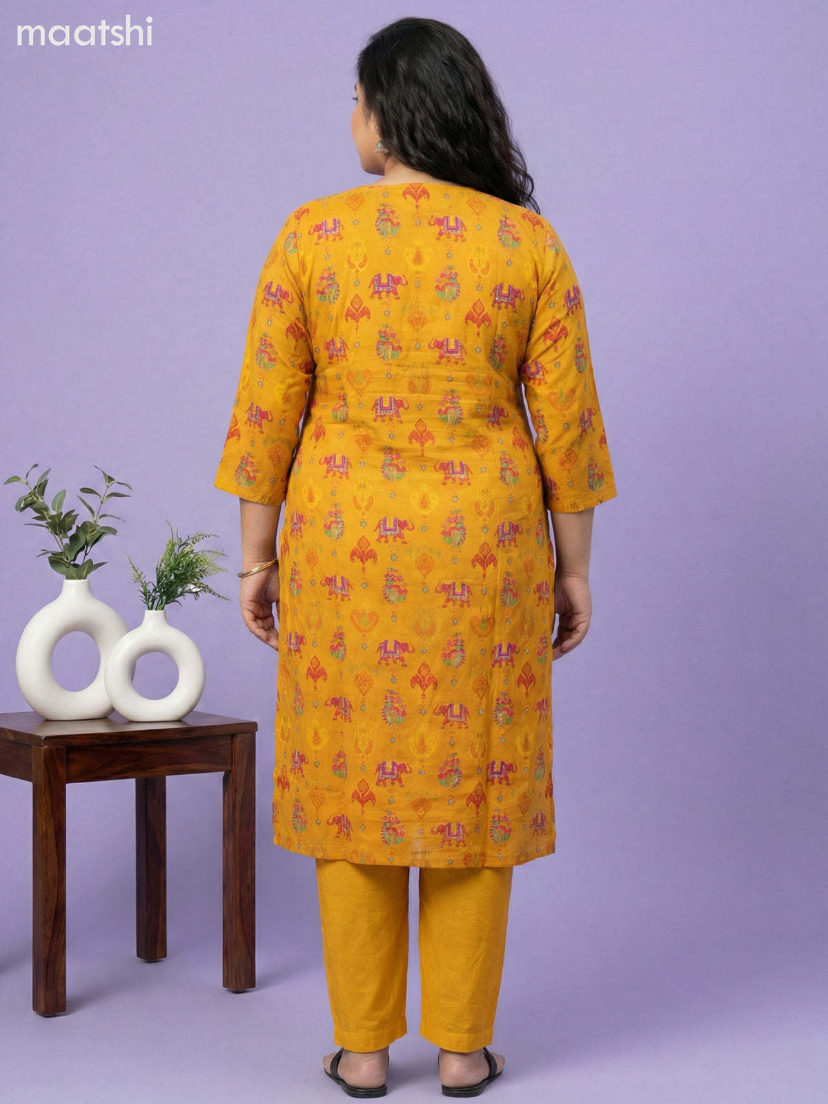 Mustard Yellow Art Tussar With Banarasi Style Straight Suit