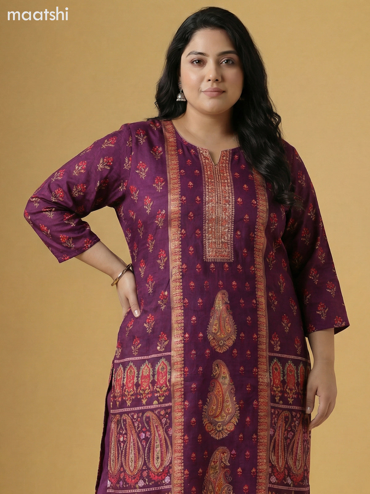 Wine Shade Art Tussar With Banarasi Style Straight Suit