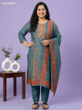 Grey Shade Art Tussar With Banarasi Style Straight Suit