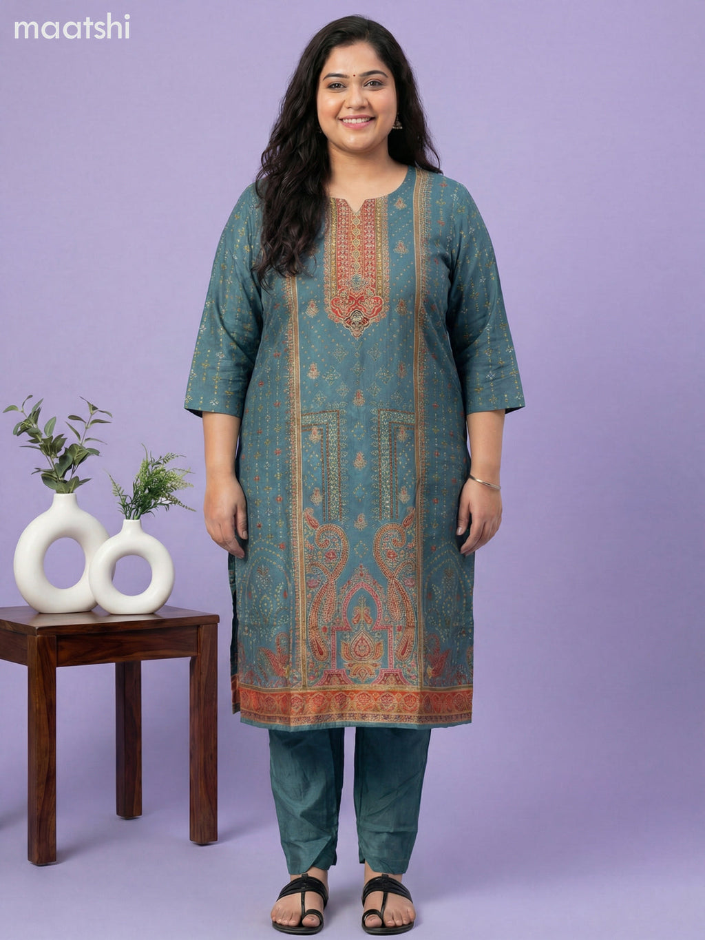 Grey Shade Art Tussar With Banarasi Style Straight Suit
