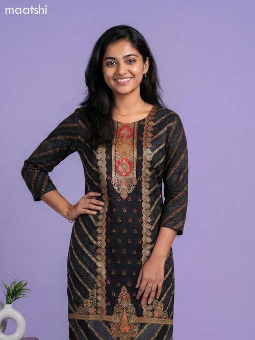 Black Art Tussar With Banarasi Style Straight Suit