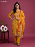 Mustard Yellow Art Tussar With Banarasi Style Straight Suit