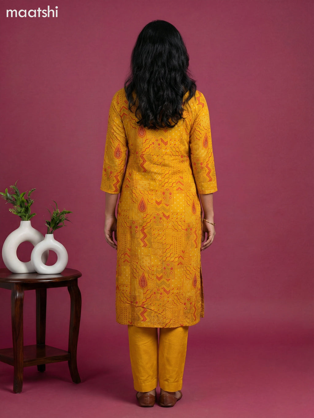 Mustard Yellow Art Tussar With Banarasi Style Straight Suit