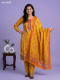 Mustard Yellow Art Tussar With Banarasi Style Straight Suit