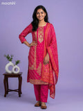 Pink Art Tussar With Banarasi Style Straight Suit