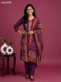 Wine Shade Art Tussar With Banarasi Style Straight Suit