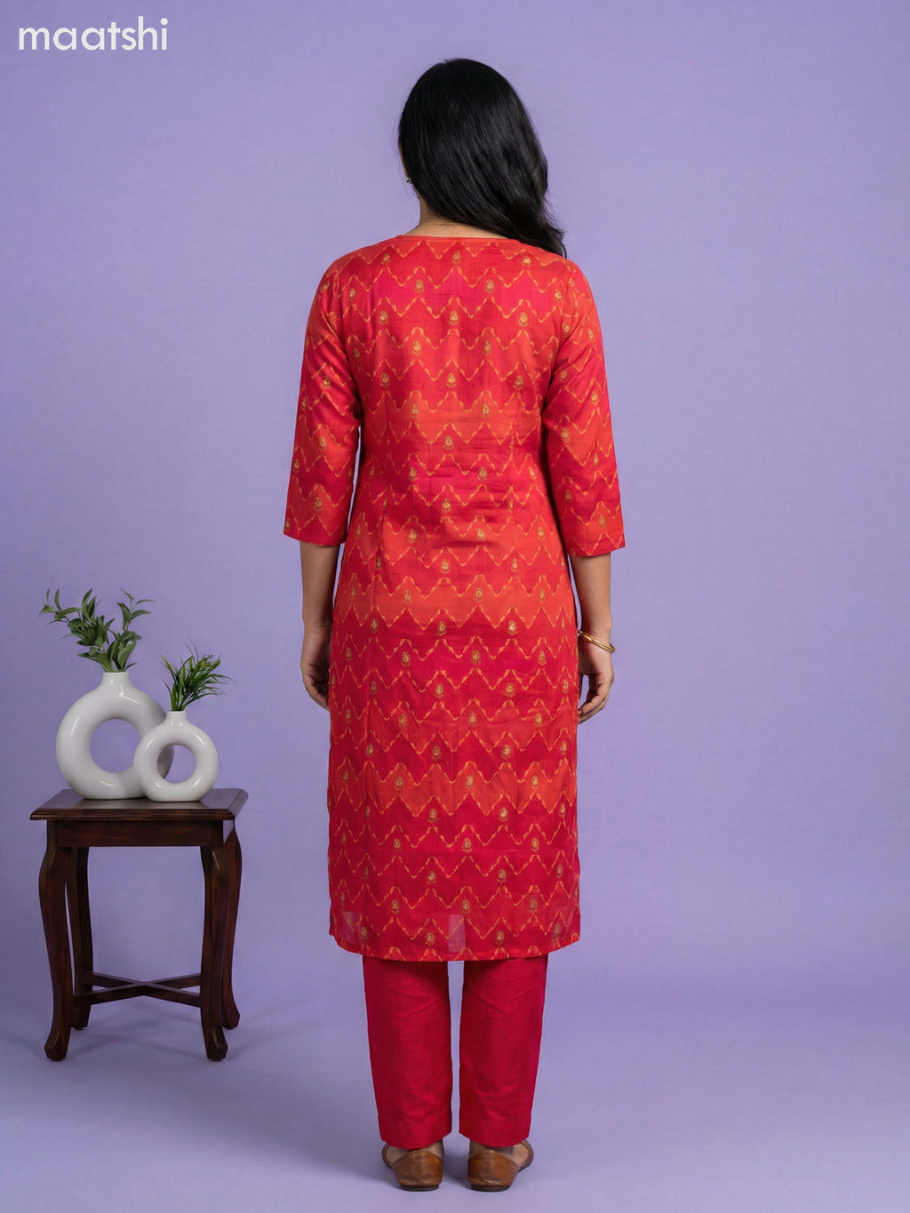 Reddish Pink Art Tussar With Banarasi Style Straight Suit