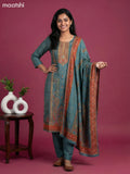 Grey Shade Art Tussar With Banarasi Style Straight Suit