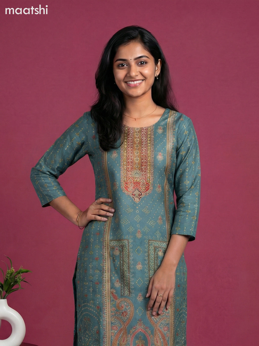 Grey Shade Art Tussar With Banarasi Style Straight Suit