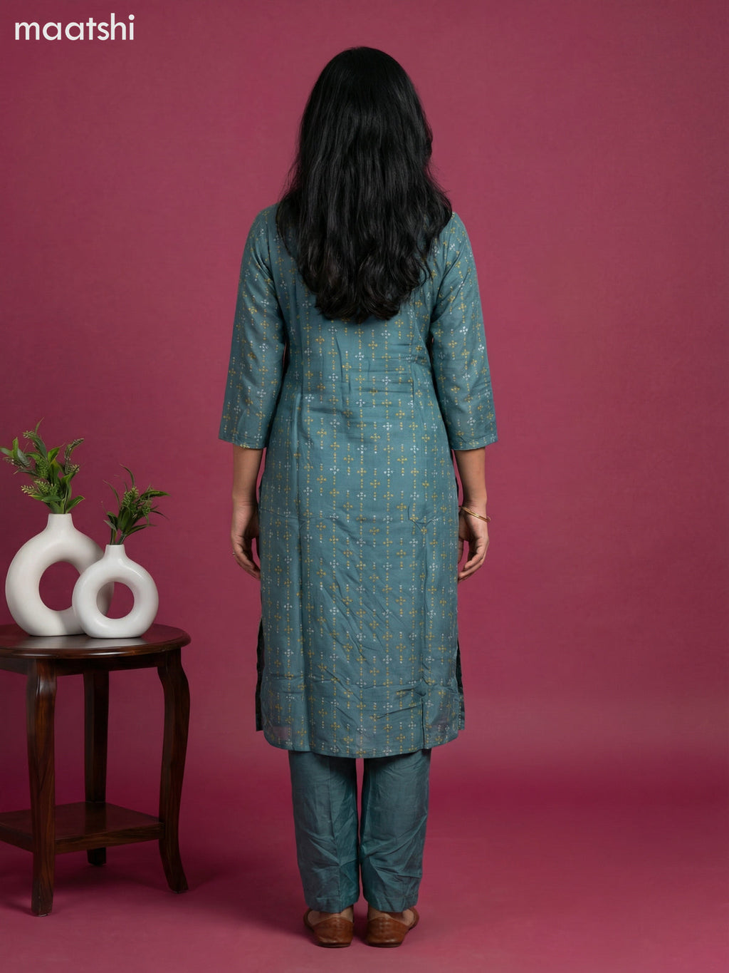 Grey Shade Art Tussar With Banarasi Style Straight Suit