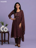Brown Cotton Embroidery Work Anarkali Suit