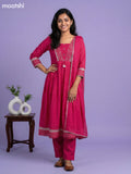 Pink Cotton Embroidery Work Anarkali Suit