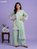 Pastel Green Cotton Embroidery Work Short Straight Suit