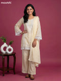 Pale Yellow Cotton Embroidery Work Short Straight Suit