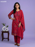 Maroon Cotton Simple Embroidery Work Straight Suit