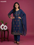 Peacock Green Cotton Simple Embroidery Work Straight Suit