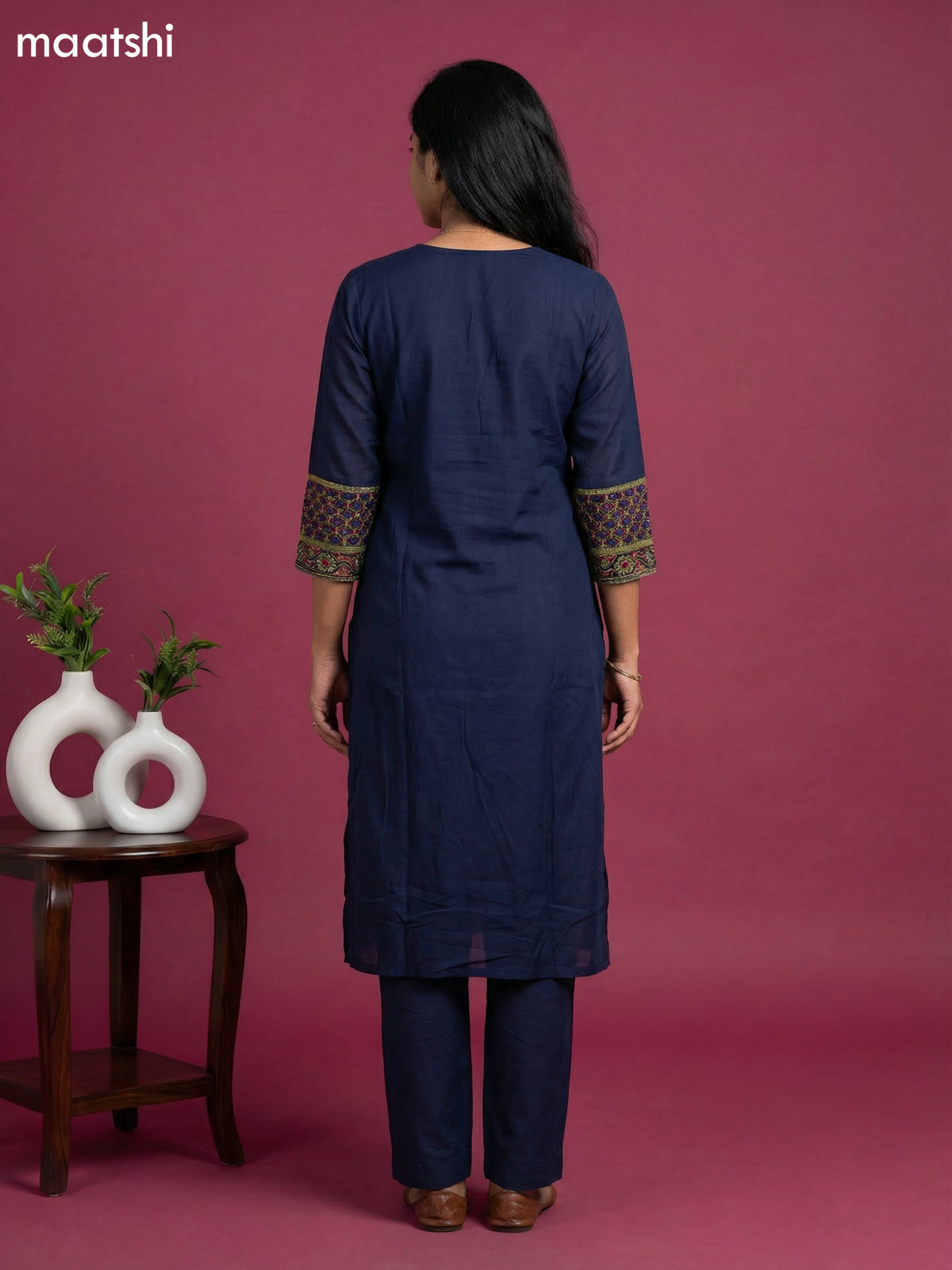 Peacock Green Cotton Simple Embroidery Work Straight Suit