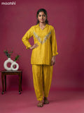 Yellow Art Tussar Embroidery Work Co-Ord Set