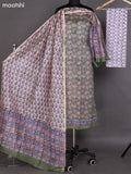 Pastel Green and Off White Chanderi Dress Material With Allover Kalamkari Prints and Small Zari Border