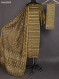 Mehendi Green Chanderi Dress Material With Allover Prints and Small Zari Border