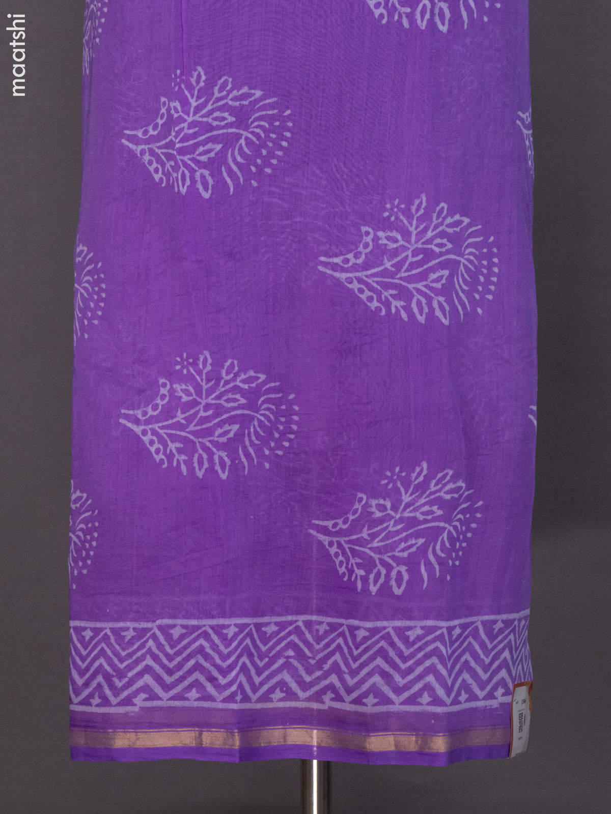 Lavender Chanderi Dress Material With Butta Prints and Small Zari Border