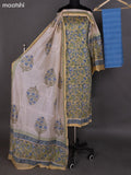 Pale Yellow Chanderi Dress Material With Allover Prints and Small Zari Border