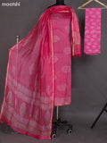 Pink Chanderi Dress Material With Butta Prints and Small Zari Border