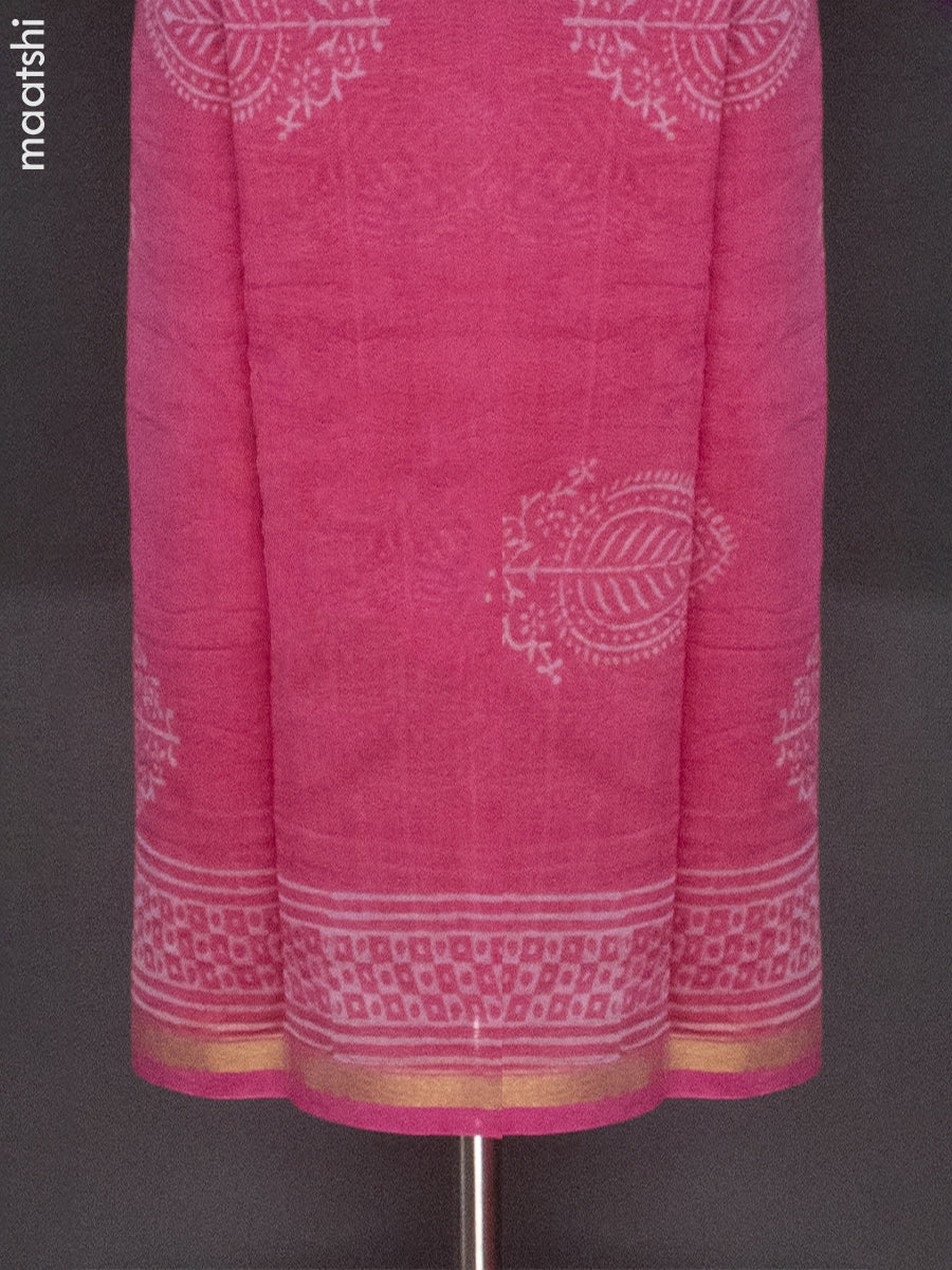 Pink Chanderi Dress Material With Butta Prints and Small Zari Border