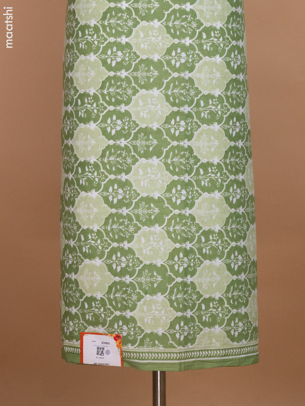 Pastel Green Mulmul Cotton Dress Material With Allover Prints and Bottom & Cotton Dupatta