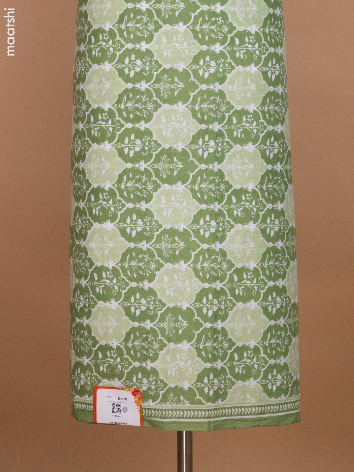 Pastel Green Mulmul Cotton Dress Material With Allover Prints and Bottom & Cotton Dupatta